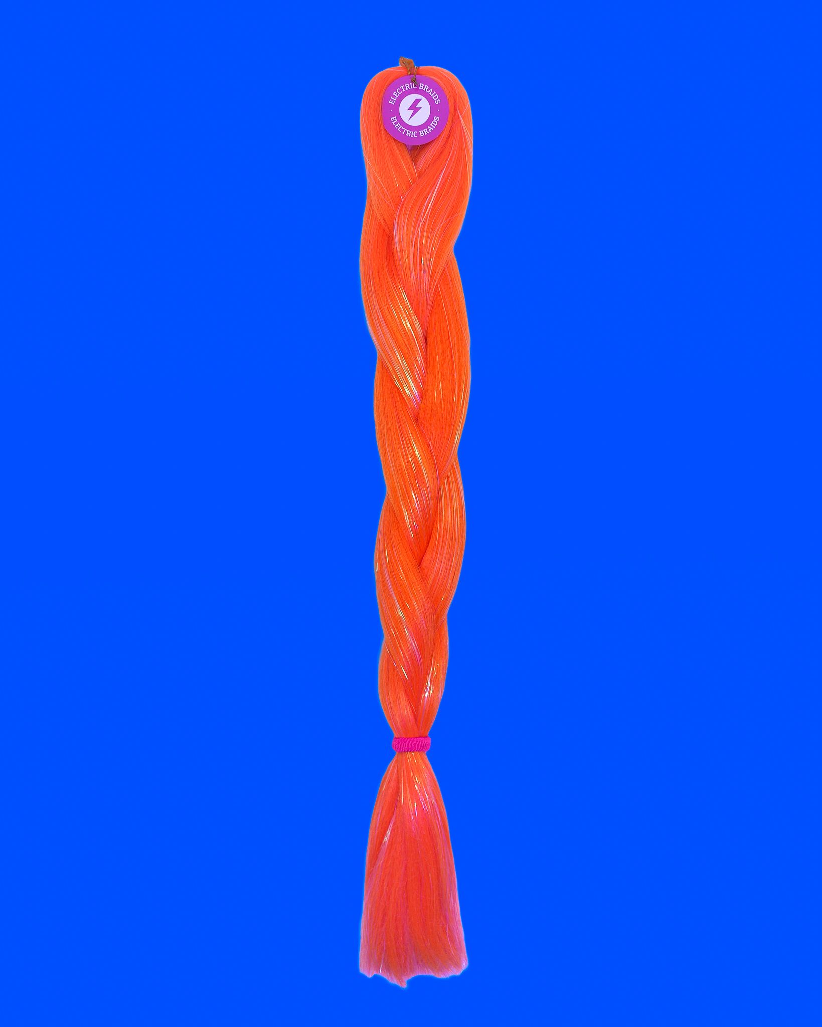 Amber - UV Orange Braiding Hair With Tinsel