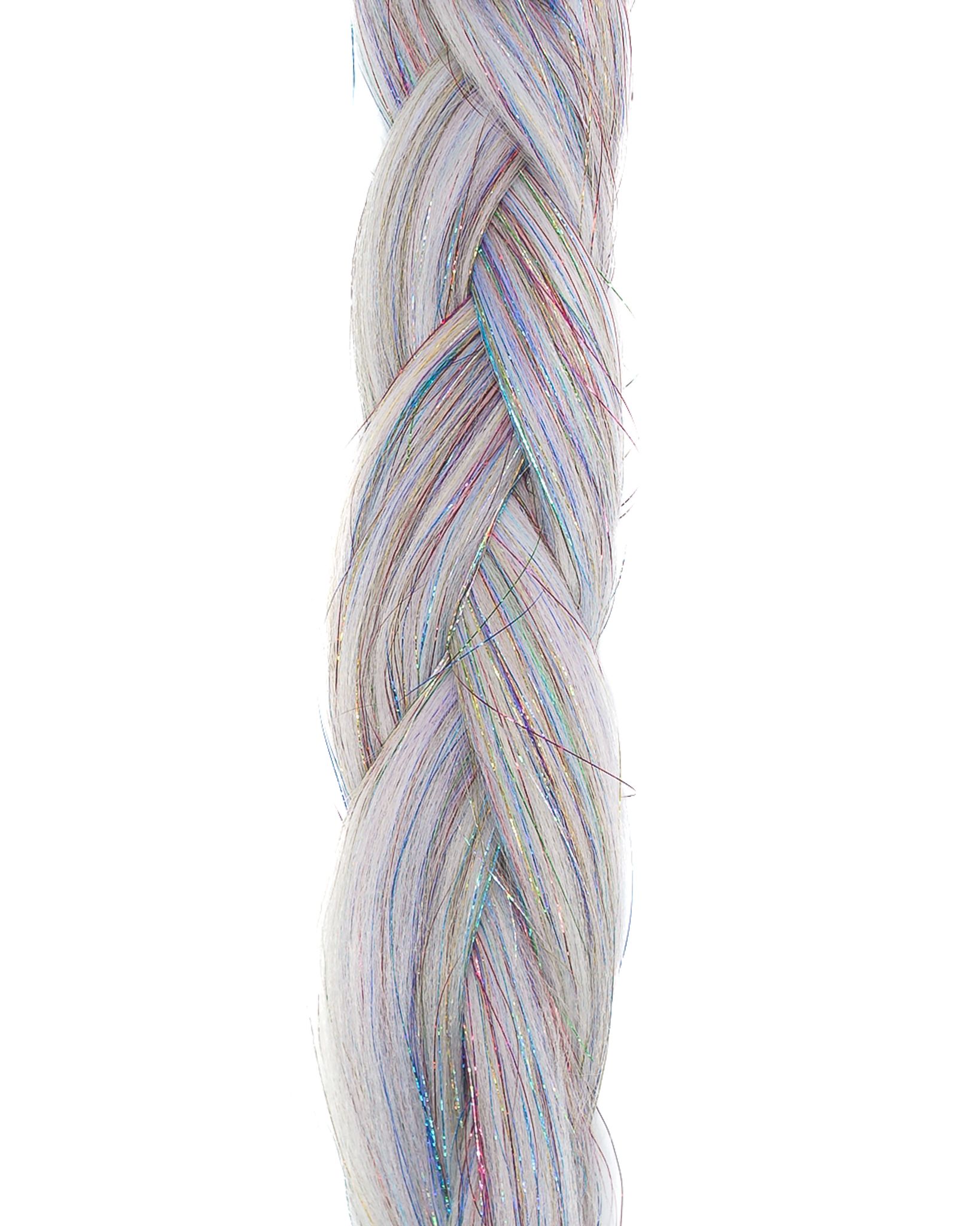 Moonstone - Gray Braiding Hair With Rainbow Tinsel