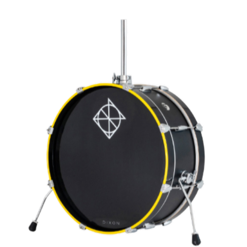 Dixon Little Roomer 7x20 Bass Drum In Black With Black/\yellow Bass Hoop (Bk1)