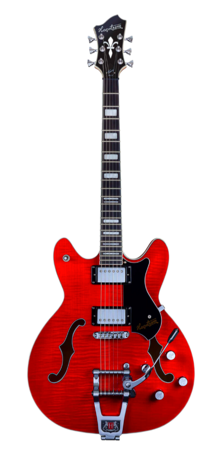 Hagstrom Trevidlx-wct Tremar Viking Deluxe Electric Guitar. Transparent Wild Cherry