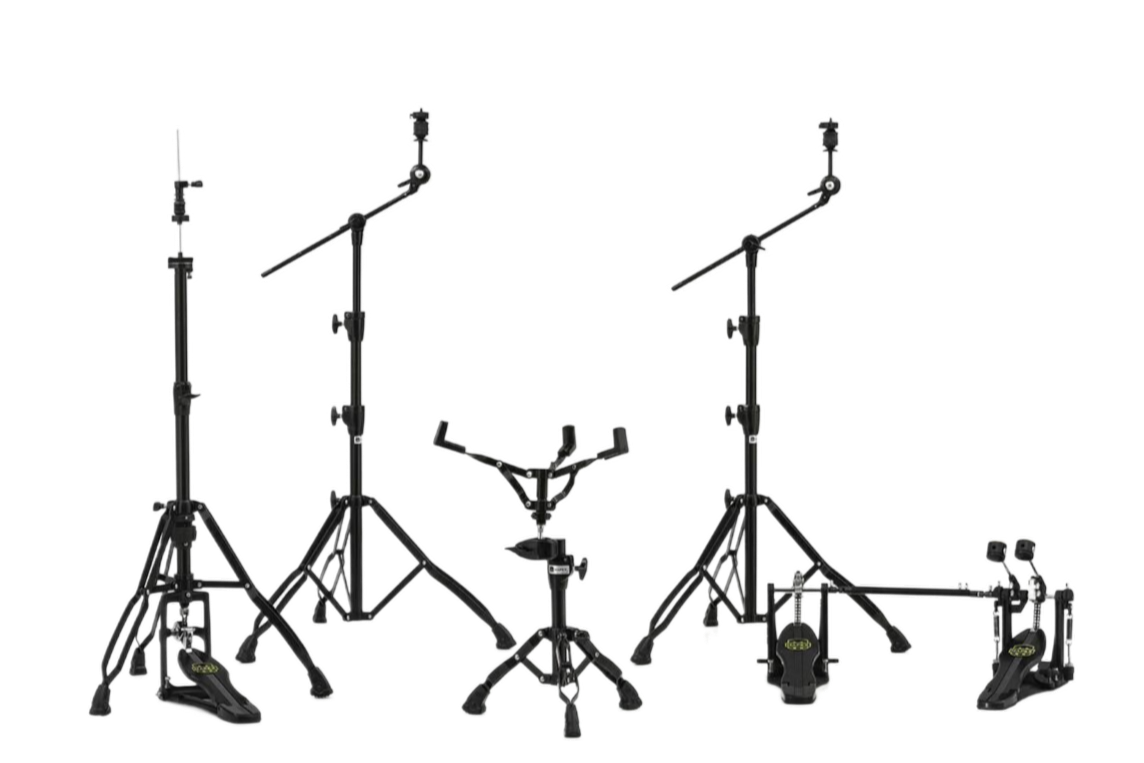 Mapex Armory 800 Black Plated Hardware Pack W/ Two Booms, Snare Stand, Hi-Hat Stand And Double Pedal
