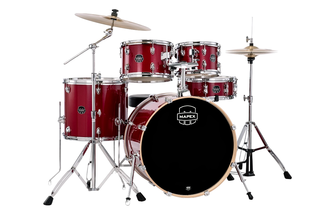 Mapex Venus 5 Piece Rock Complete Setup Soniclear™ Bearing Edges - 9 Ply 7.2 Mm Poplar Shells