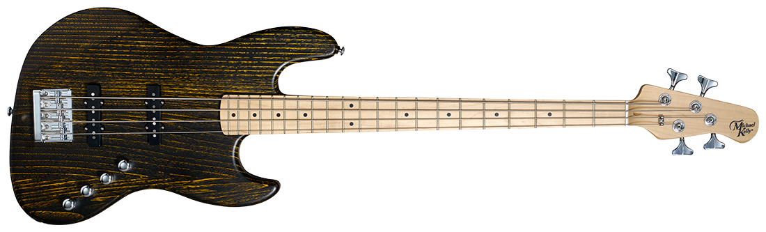 Michael Kelly Guitar Co. Electric Bass Guitar Element 4 – Transparent Yellow Finish With Open Pore Maple Fretboard