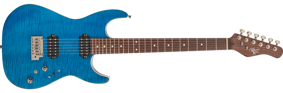 Michael Kelly Guitar Co. Electric Guitar 62 Flame Solid Body Transparent Blue