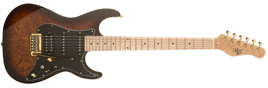 Michael Kelly Guitar Co. Electric Guitar Custom Collection 60 Burl Burst H/s/s (Gold Hardware) Maple Fretboard