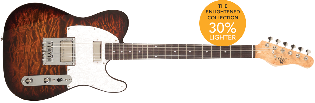 Michael Kelly Guitar Co. Electric Guitar Enlightened 55 Tigers Eye Burst Pau Ferro Fretboard