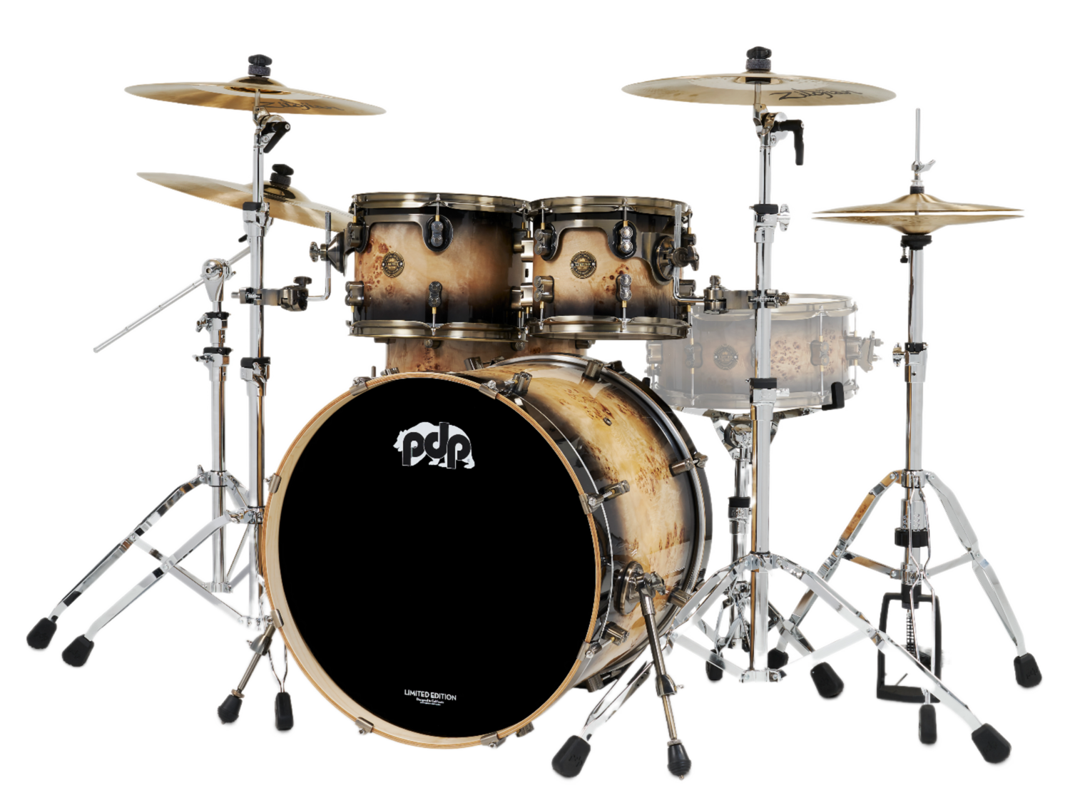 Pdp Limited Edition - Mapa Burl To Black Burst Lacquer - 4-piece Kit
