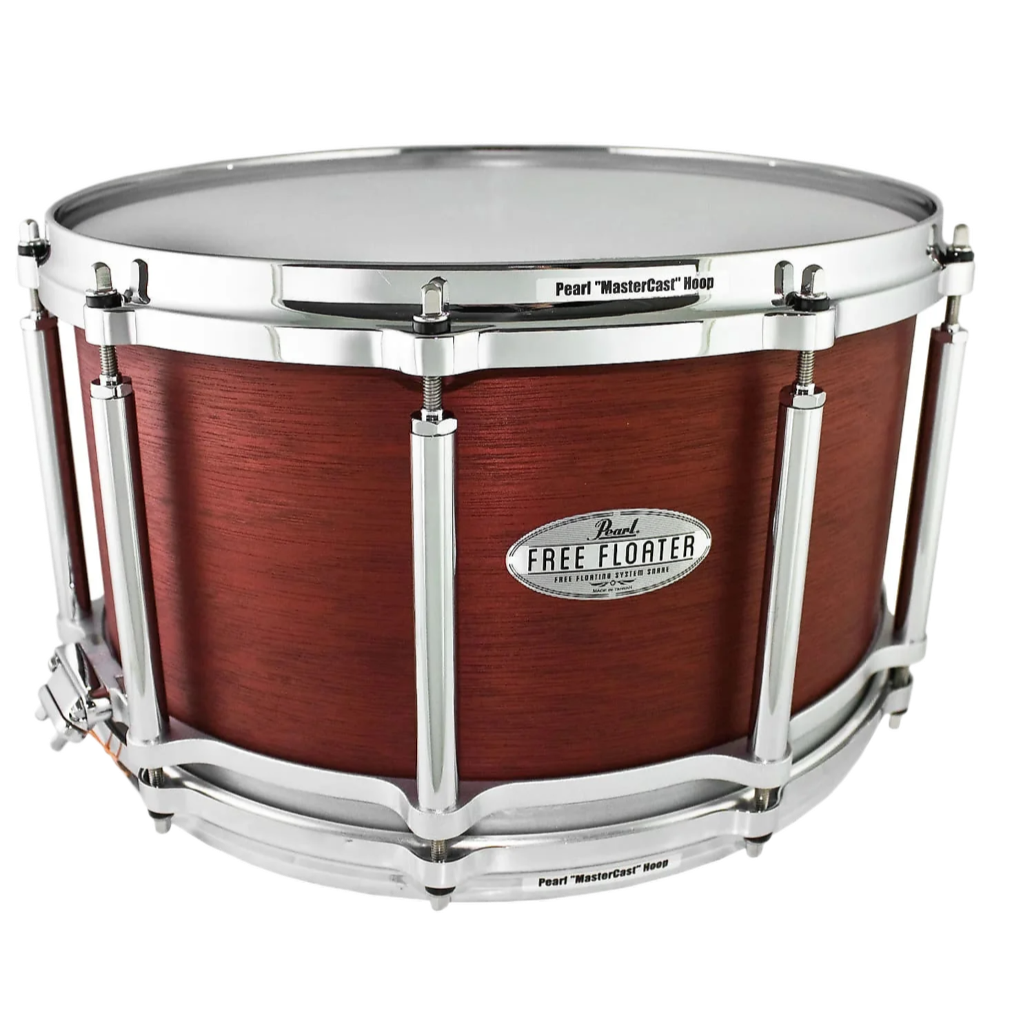 Pearl Free Floating 14" X 8" African Mahogany Snare Drum - 324 Satin Red Mahogany