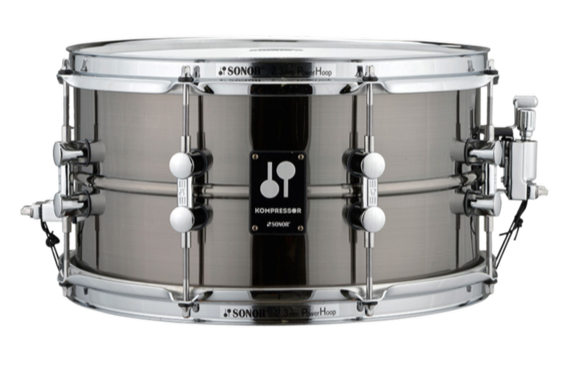 Sonor Kompressor Snare Drum, 13" X 07", Brass, Power Hoops, Black Nickel Plated