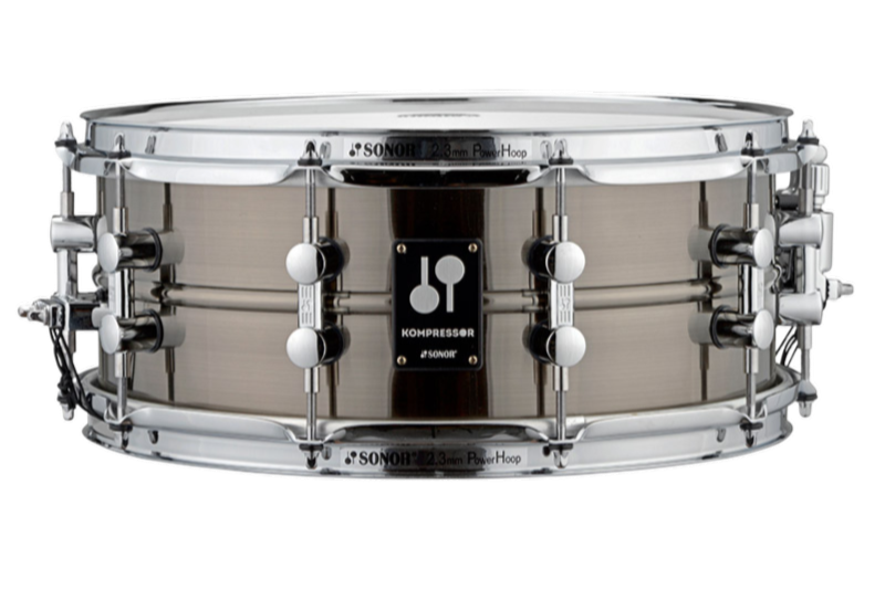 Sonor Kompressor Snare Drum, 14" X 5.75", Brass, Power Hoops, Black Nickel Plated