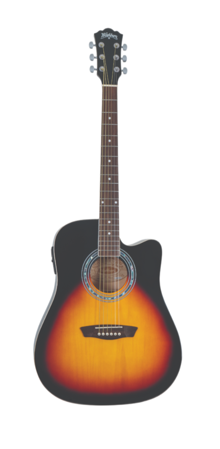 Washburn Dreadnought Acoustic Electric Guitar. Tobacco Burst