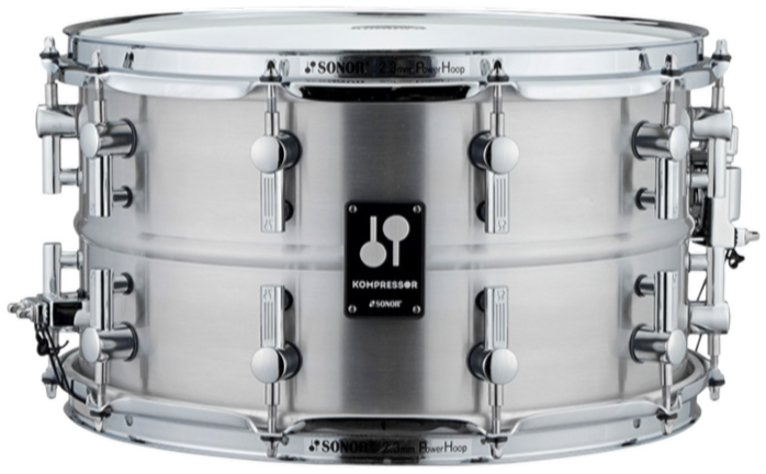 Sonor Kompressor Snare Drum, 14" X 08", Aluminum, Power Hoops, Polished