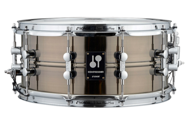Sonor Kompressor Snare Drum, 14" X 6.5", Brass, Power Hoops, Black Nickel Plated