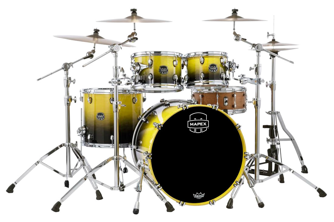 Mapex Saturn Fusion 4-piece Shell Pack Without Snare - Mapex Triple Flanged Hoops - Maple And Walnut Hybrid Shell