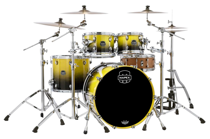 Mapex Saturn Fusion 4-piece Shell Pack Without Snare - Mapex Triple Flanged Hoops - Maple And Walnut Hybrid Shell
