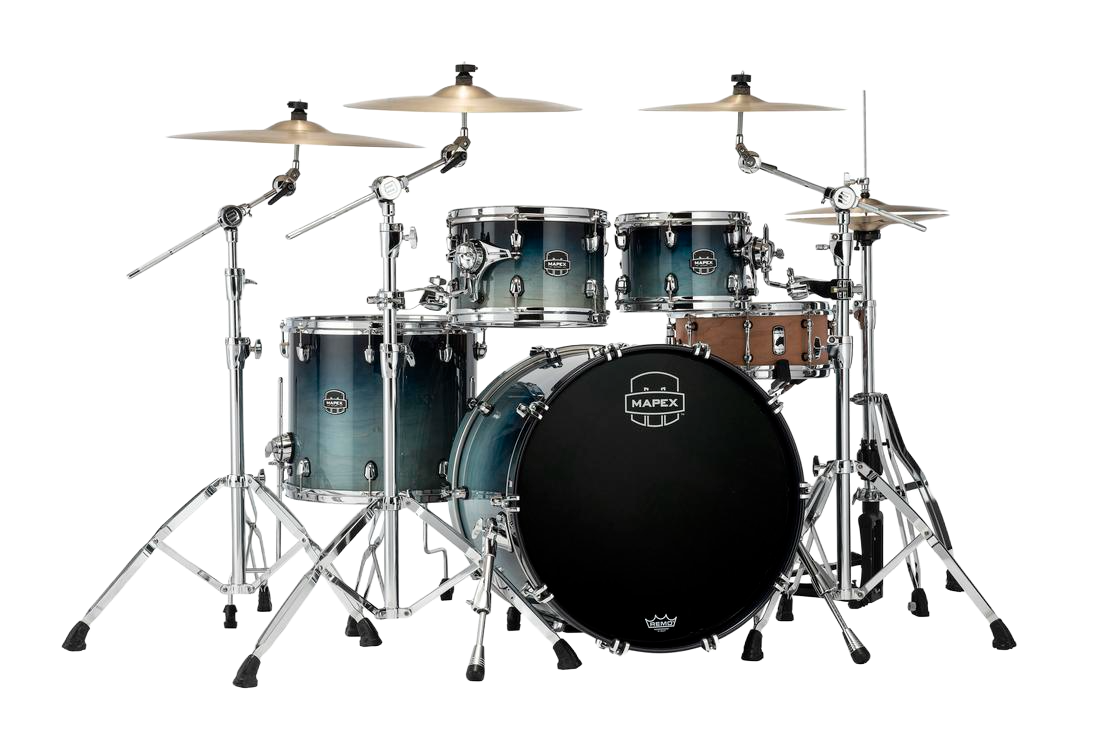 Mapex Saturn Rock Fast 4-piece Shell Pack Without Snare - Mapex Triple Flanged Power Hoops - Maple And Walnut Hybrid Shells