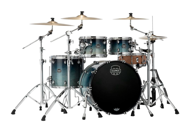 Mapex Saturn Rock Fast 4-piece Shell Pack Without Snare - Mapex Triple Flanged Power Hoops - Maple And Walnut Hybrid Shells
