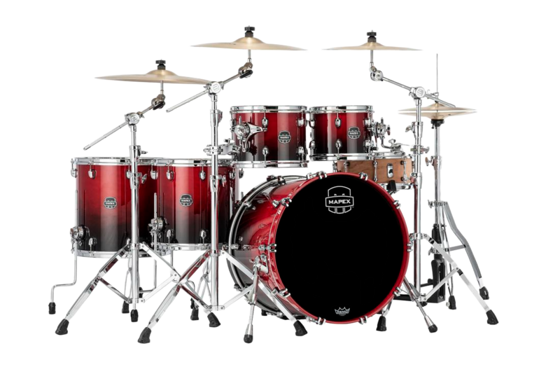 Mapex Saturn Studioease Fast 5-piece Shell Pack - Mapex Triple Flanged Power Hoops - Maple And Walnut Hybrid Shell