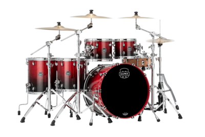 Mapex Saturn Studioease Fast 5-piece Shell Pack - Mapex Triple Flanged Power Hoops - Maple And Walnut Hybrid Shell