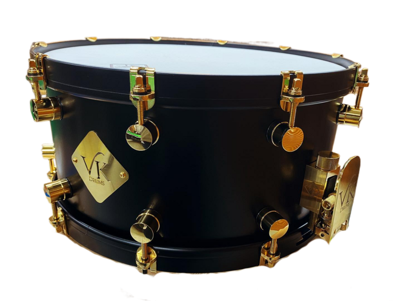 Vk Drums 14" X 6.5" Black Imperial Titanium Snare 24k Gold Hardware