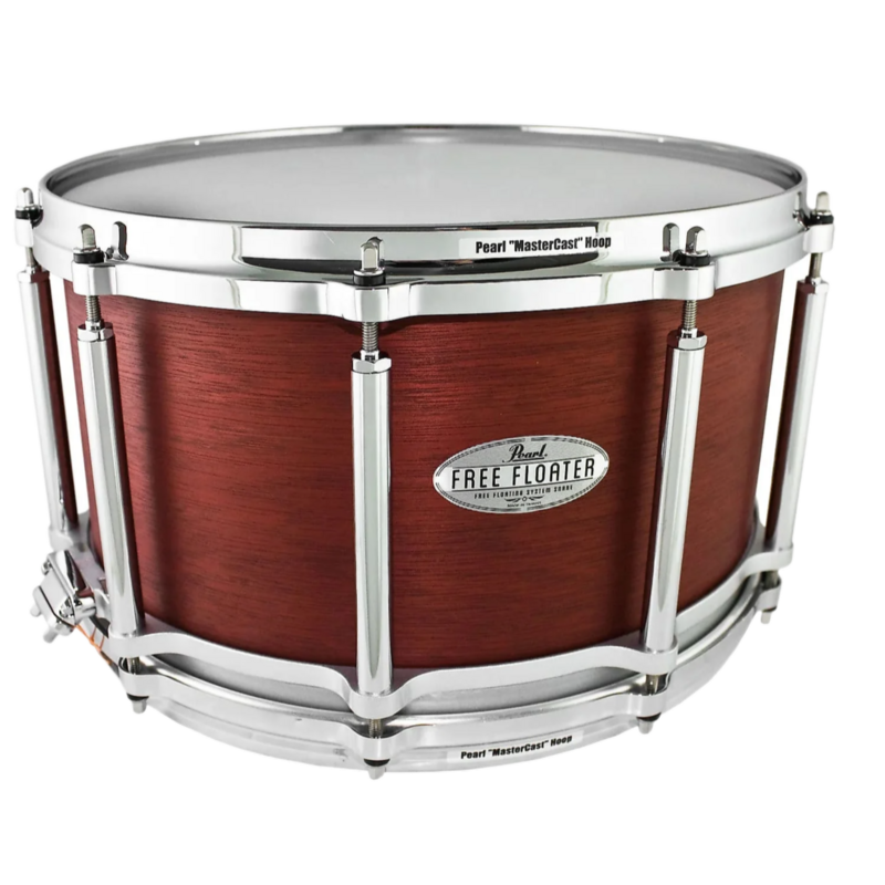 Pearl Free Floating 14" X 8" African Mahogany Snare Drum - 324 Satin Red Mahogany