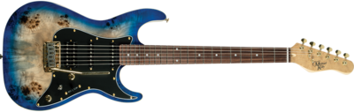 Michael Kelly Guitar Co. Electric Guitar Blue Burst Burl 60 Ultra Double Cutaway Electric With Locking Tremelo System