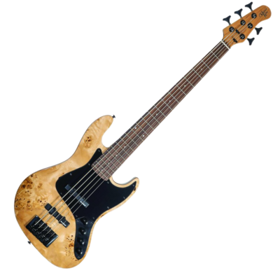 Michael Kelly Guitar Co. Electric Bass Guitar Element 5r – Custom Collection Burl Finish With Roasted Maple Neck And Head