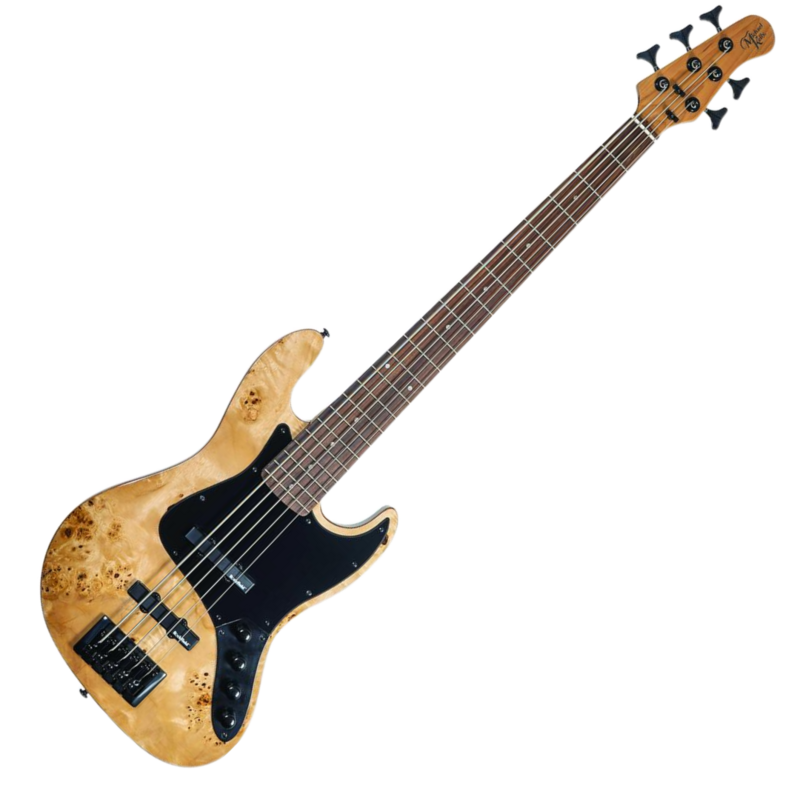 Michael Kelly Guitar Co. Electric Bass Guitar Element 5r – Custom Collection Burl Finish With Roasted Maple Neck And Head