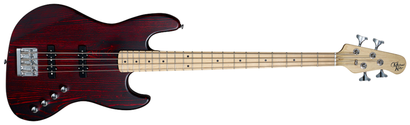 Michael Kelly Guitar Co. Electric Bass Guitar Element 4 – Transparent Red Finish With Open Pore Maple Fretboard