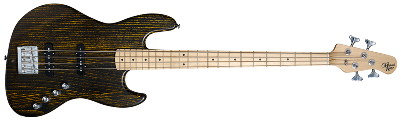 Michael Kelly Guitar Co. Electric Bass Guitar Element 4 – Transparent Yellow Finish With Open Pore Maple Fretboard