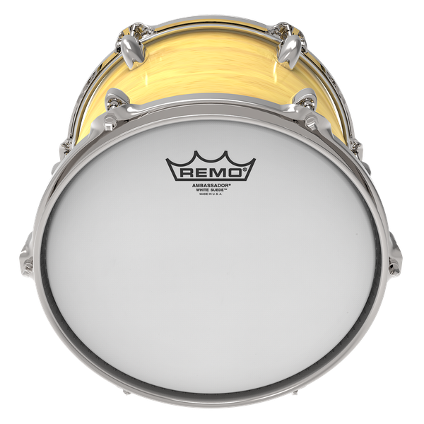 Remo Ambassador White Suede - Sizes 6" - 18"