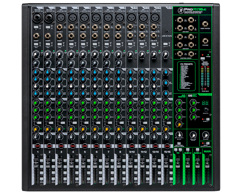 Mackie Profx16-v3 16-channel 4-bus Professional Effects Mixer With Usb