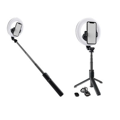 Mackie Mring-6 - 6" Battery-powered Ring Light With Convertible Selfie Stick/stand And Remote