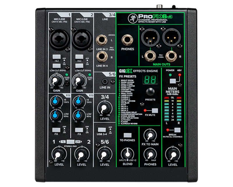 Mackie Profx6-v3 6-channel Professional Effects Mixer With Usb