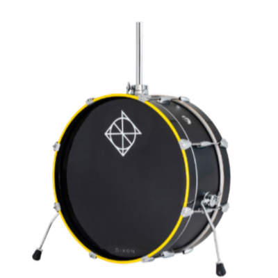 Dixon Little Roomer 7x20 Bass Drum In Black With Black/\yellow Bass Hoop (Bk1)