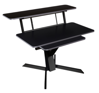 Quik Lok Z-460bk Triple Shelf Workstation W/ Black Tops And Pull Out Shelf