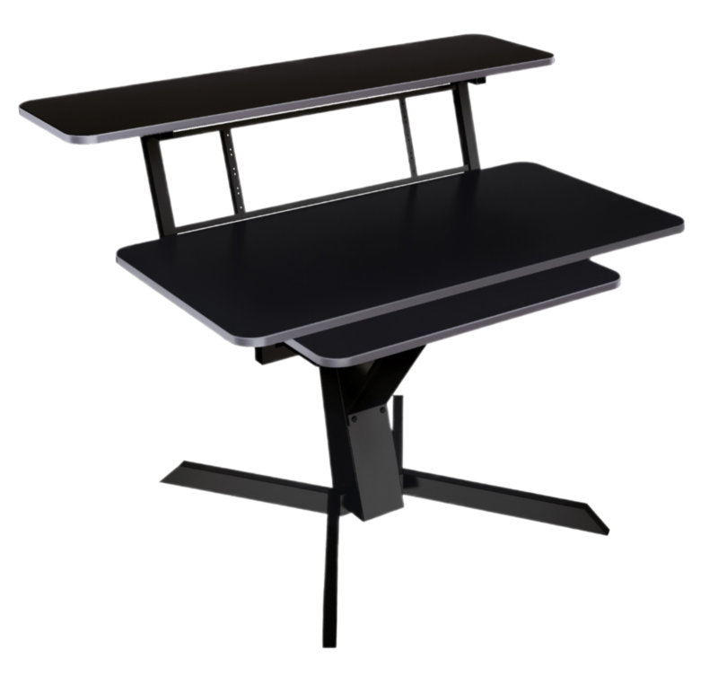 Quik Lok Z-460bk Triple Shelf Workstation W/ Black Tops And Pull Out Shelf