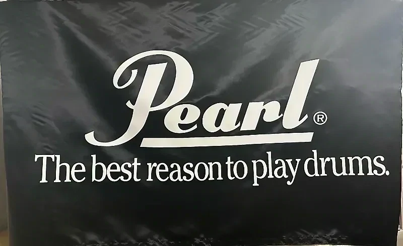 Pearl Drums Banner / Sign 3' X 5' Black Silk Fabric - Genuine Pearl Product