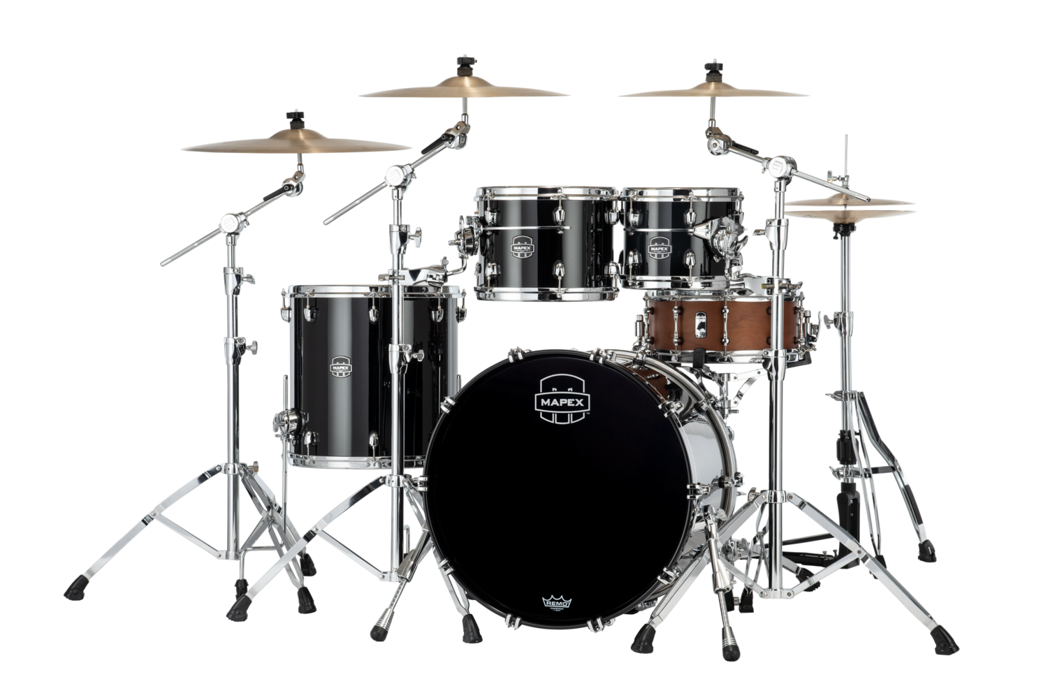 Mapex Saturn Evolution Rock Maple 4-piece Shell Pack - Halo Mounting System - Maple And Walnut Hybrid Shell