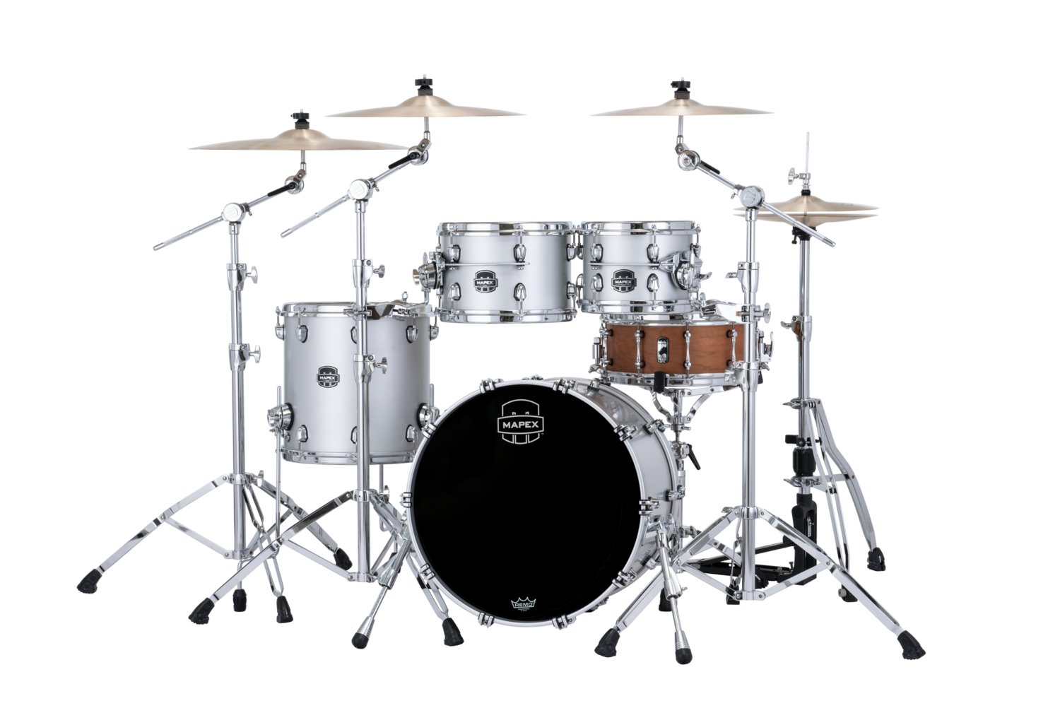 Mapex Saturn Evolution Fusion Birch 4-piece Shell Pack - Halo Mounting System - Maple And Walnut Hybrid Shell