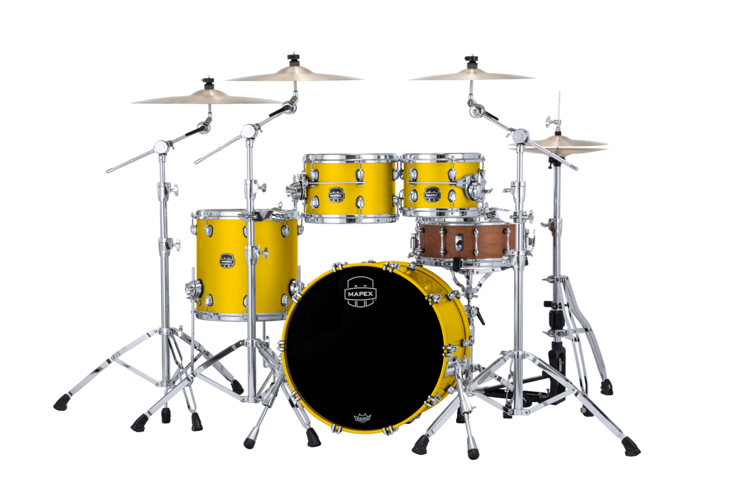Mapex Saturn Evolution Fusion Birch 4-piece Shell Pack - Halo Mounting System - Birch And Walnut Hybrid Shell