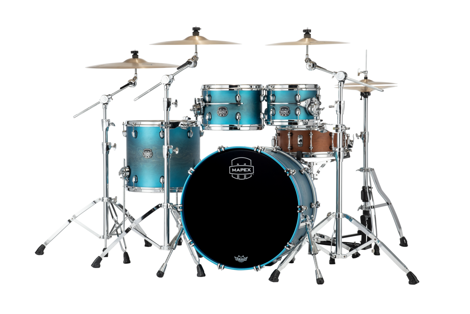 Mapex Saturn Evolution Classic Birch 4-piece Shell Pack - Halo Mounting System - Birch And Walnut Hybrid Shell