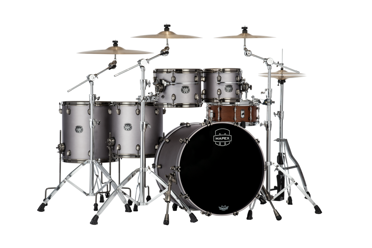 Mapex Saturn Evolution Workhorse 5-piece Shell Pack - Halo Mounting System - Birch And Walnut Hybrid Shell