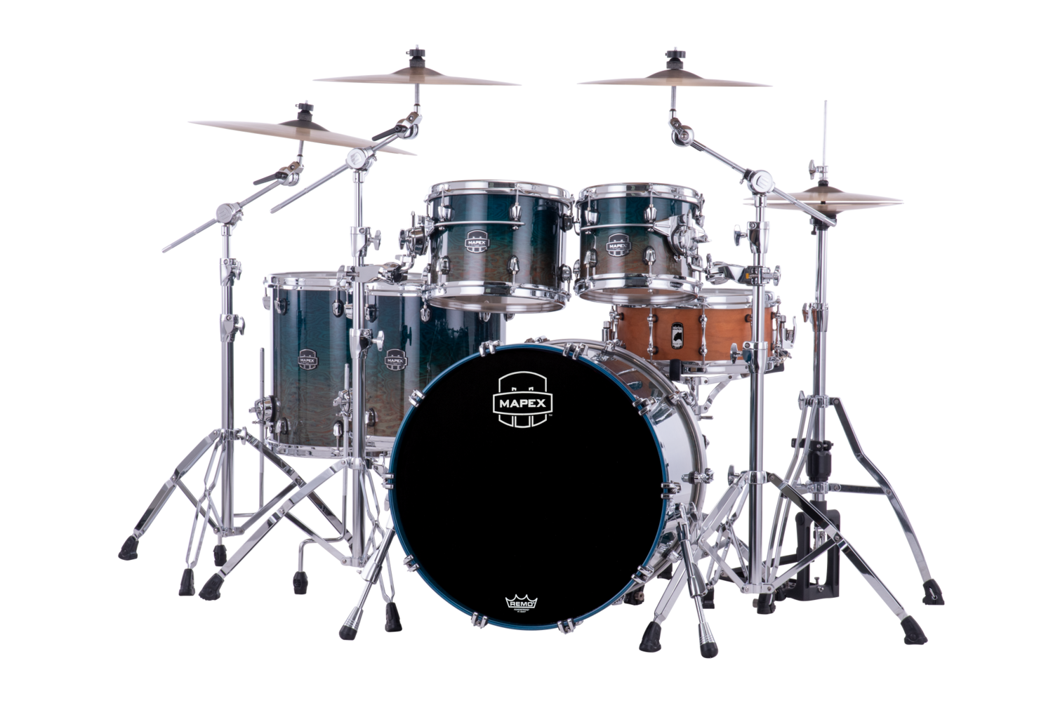 Mapex Saturn Evolution Workhorse 5-piece Shell Pack - Halo Mounting System - Maple And Walnut Hybrid Shell