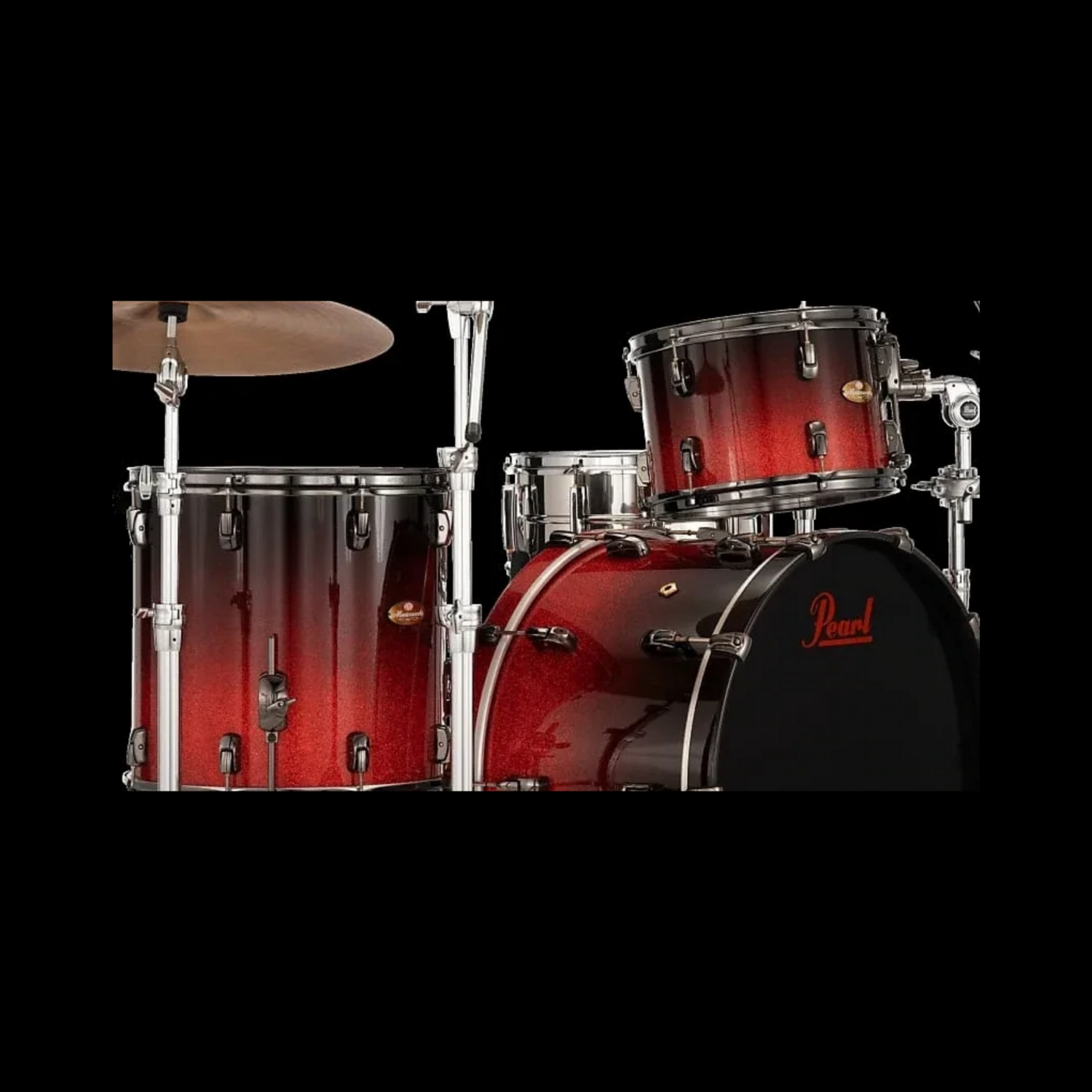 Pearl Masterworks 2024 - Black Fade over Red Sparkle with Black Nickel Hardware