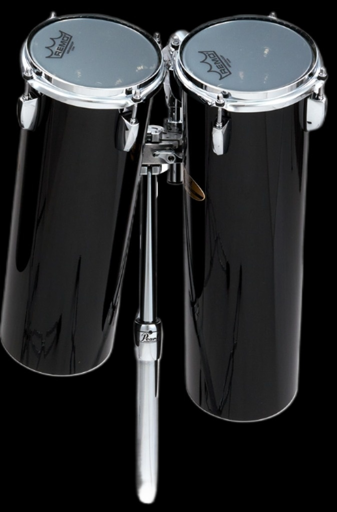 Pearl Rocket Tom 6"X18"" & 6"X21" Set W/t895 Double Tom Stand - #103 Piano Black
