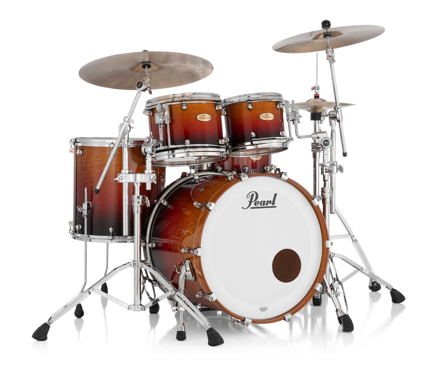 Pearl Reference One 4-PC Shell Pack in #885 Cherry Amber Fade Custom Lacquer with R2 Air 12mm Vertical Tom Mount