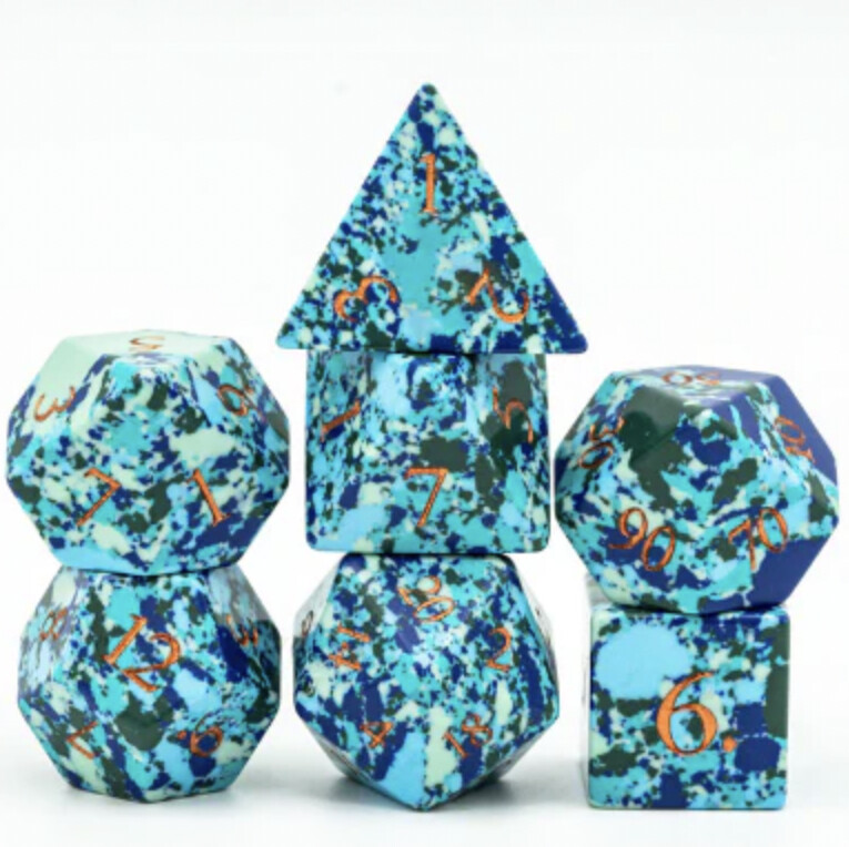 Textured Speckled Turquoise Gemstone Dice