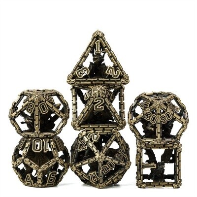Chained Dragon Hollow Metal Dice Bronze