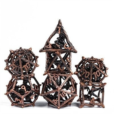 Caged Dragon Hollow Metal Dice Copper